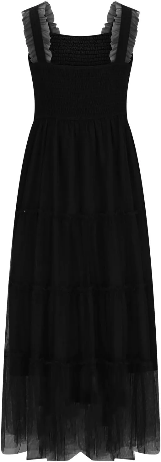 Midi Dresses for Women 2025 Casual Loose Sleeveless Sundresses Summer Solid Vacation Party Long Dress Maxi Length