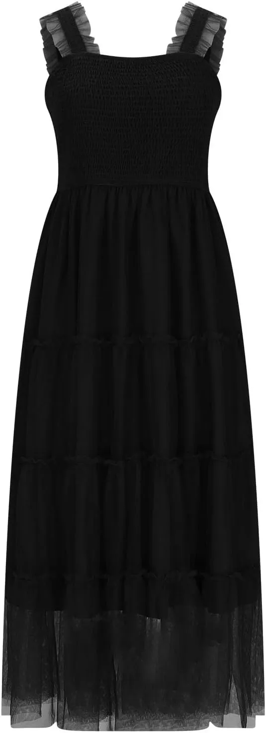 Midi Dresses for Women 2025 Casual Loose Sleeveless Sundresses Summer Solid Vacation Party Long Dress Maxi Length