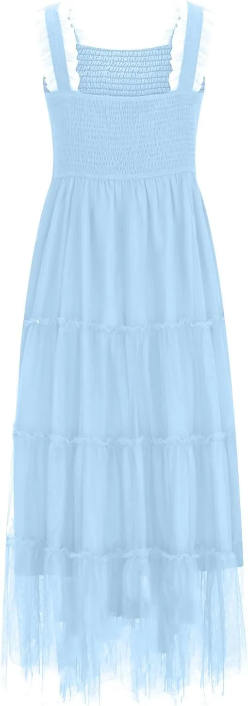 Midi Dresses for Women 2025 Casual Loose Sleeveless Sundresses Summer Solid Vacation Party Long Dress Maxi Length