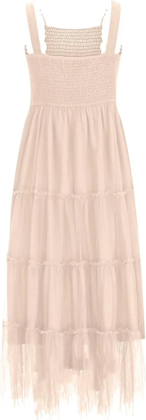 Midi Dresses for Women 2025 Casual Loose Sleeveless Sundresses Summer Solid Vacation Party Long Dress Maxi Length