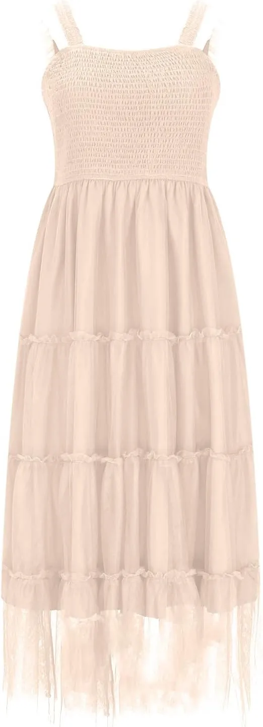 Midi Dresses for Women 2025 Casual Loose Sleeveless Sundresses Summer Solid Vacation Party Long Dress Maxi Length
