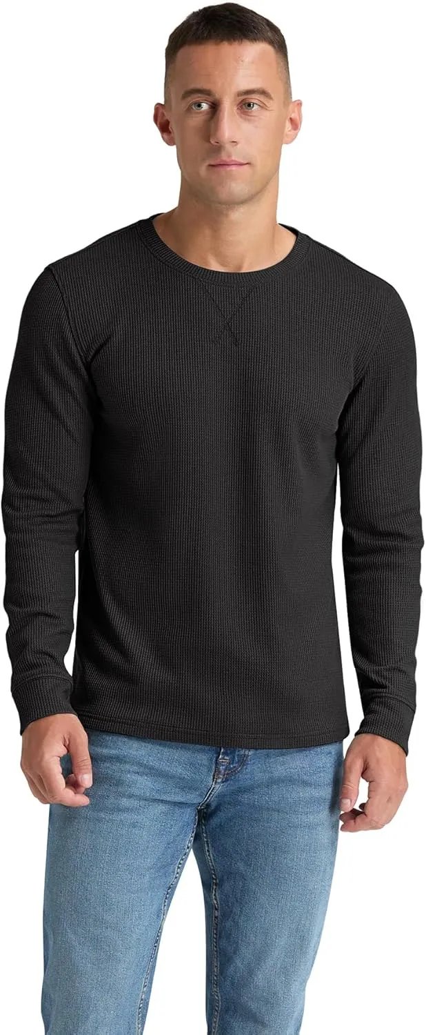 NITAGUT Mens Waffle Crewneck Shirts Slim Fit Long Sleeve Casual T-Shirt