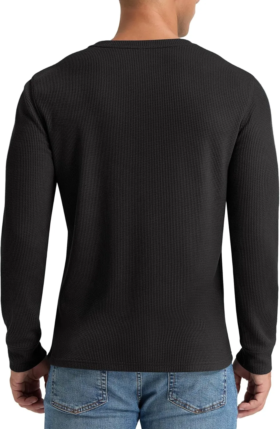 NITAGUT Mens Waffle Crewneck Shirts Slim Fit Long Sleeve Casual T-Shirt