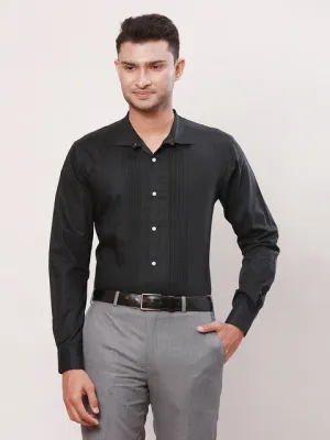 Park Avenue Men Black Solid Slim Fit Cotton Formal Shirts