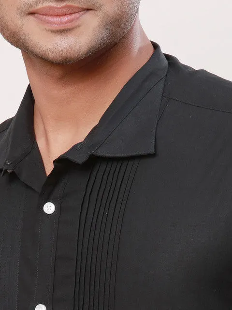 Park Avenue Men Black Solid Slim Fit Cotton Formal Shirts