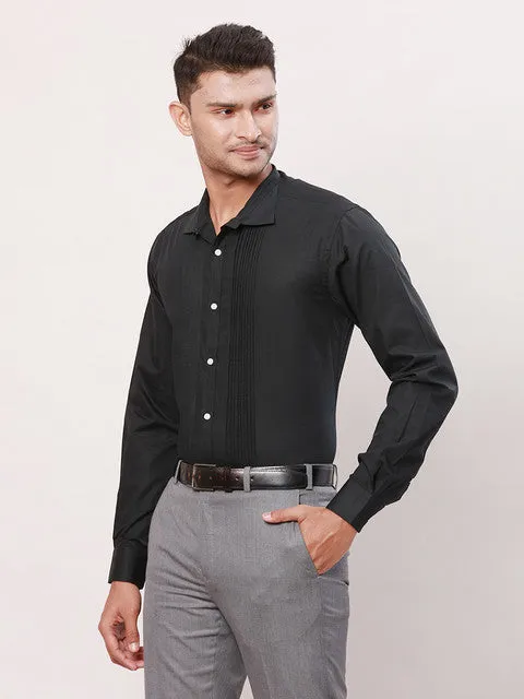 Park Avenue Men Black Solid Slim Fit Cotton Formal Shirts