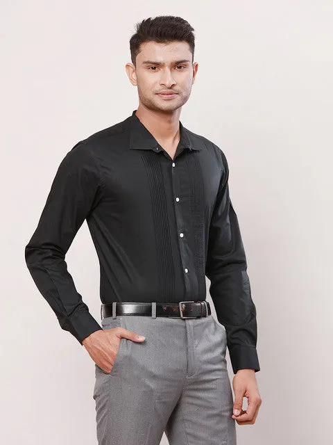 Park Avenue Men Black Solid Slim Fit Cotton Formal Shirts