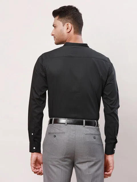 Park Avenue Men Black Solid Slim Fit Cotton Formal Shirts