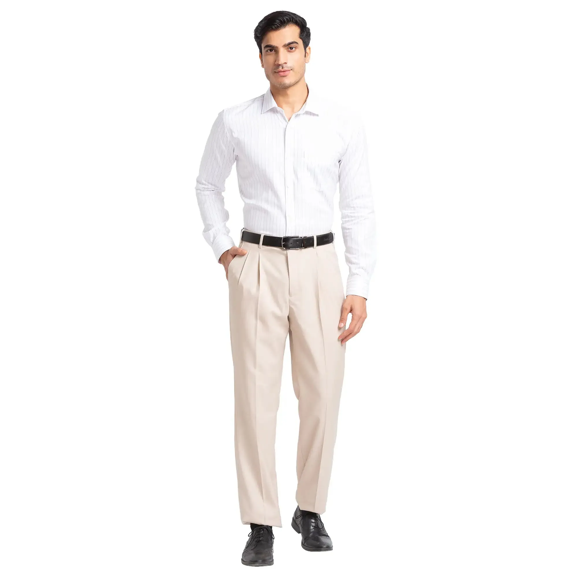 Park Avenue Men Violet Slim Fit Stripe Cotton Cut Away Collar Shirt