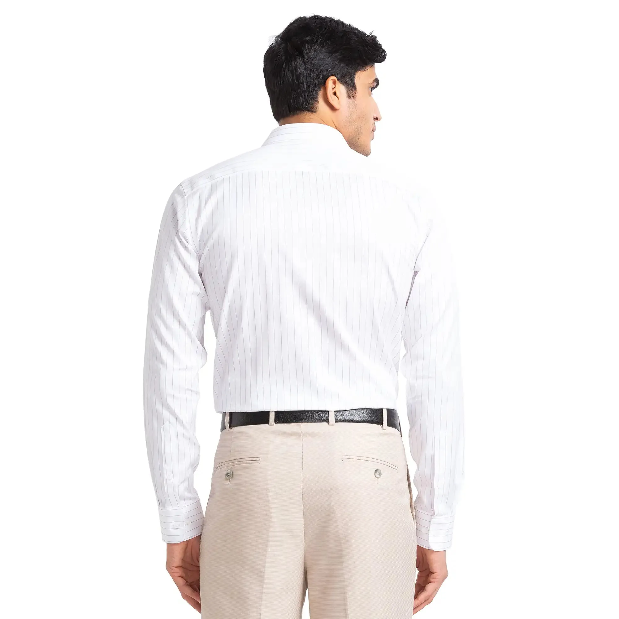 Park Avenue Men Violet Slim Fit Stripe Cotton Cut Away Collar Shirt