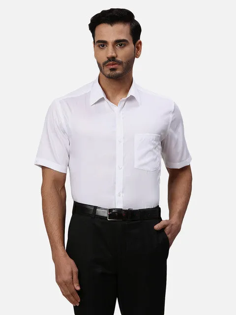 Park Avenue Men White Solid Regular Fit Cotton Formal Shirts