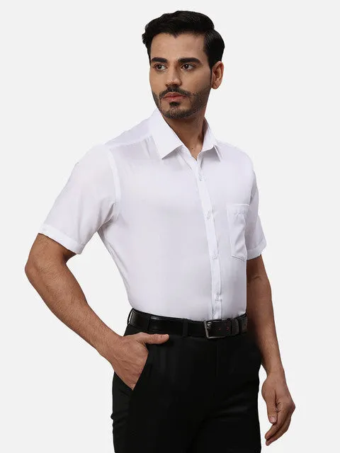 Park Avenue Men White Solid Regular Fit Cotton Formal Shirts