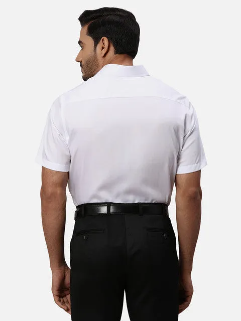 Park Avenue Men White Solid Regular Fit Cotton Formal Shirts