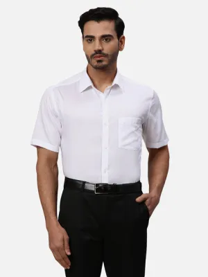 Park Avenue Men White Solid Regular Fit Cotton Formal Shirts