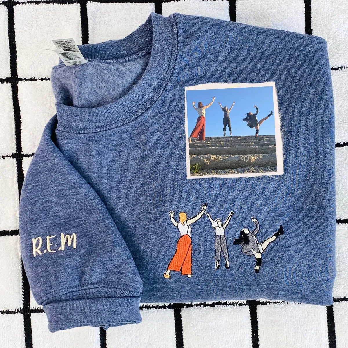 Personalized Matching Best Friend Sweatshirts with Photo Outline, Icon Name on Sleeve