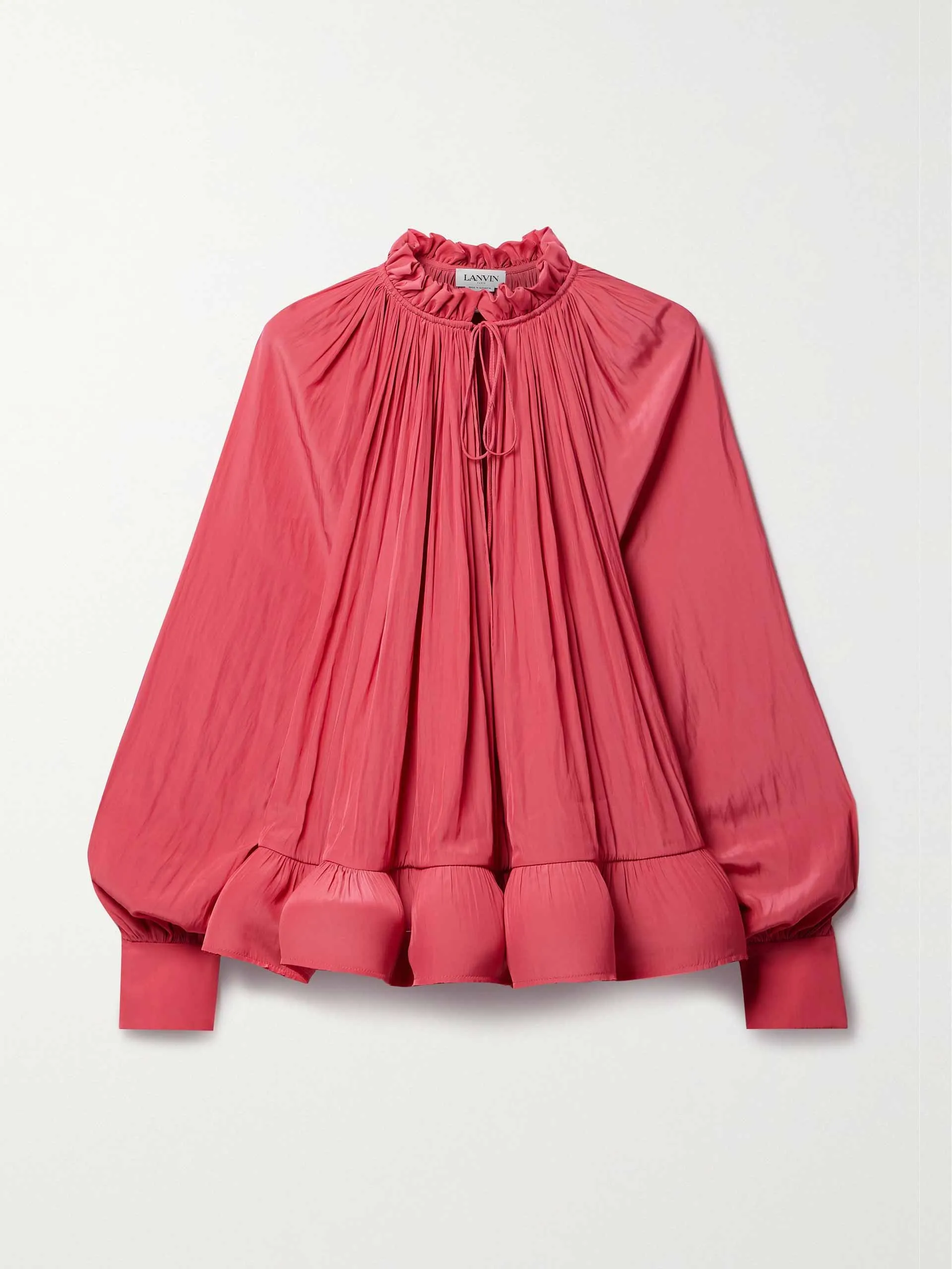Pink ruffled gathered blouse