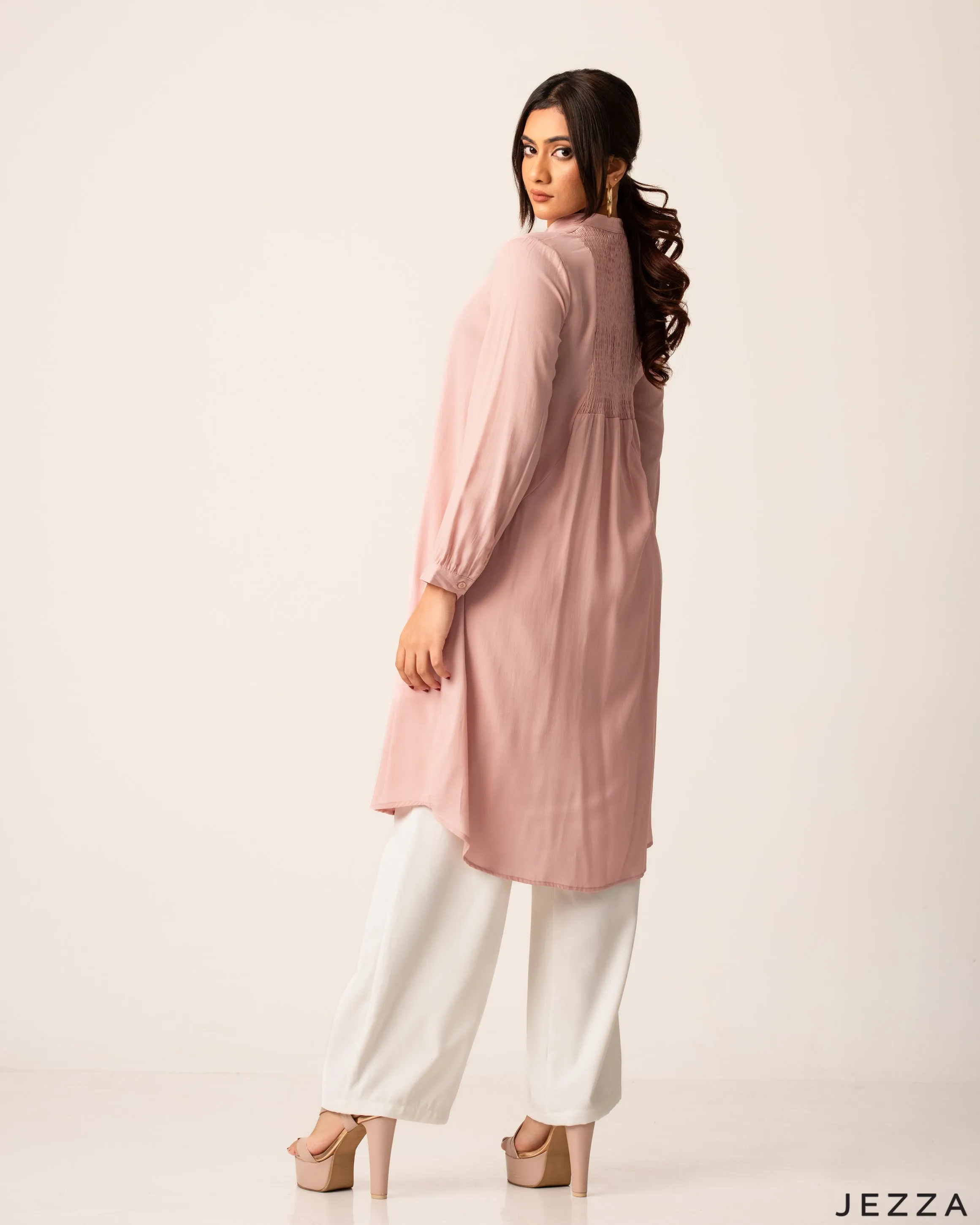 Poly Cotton Top With Back Smocked Panel 60841