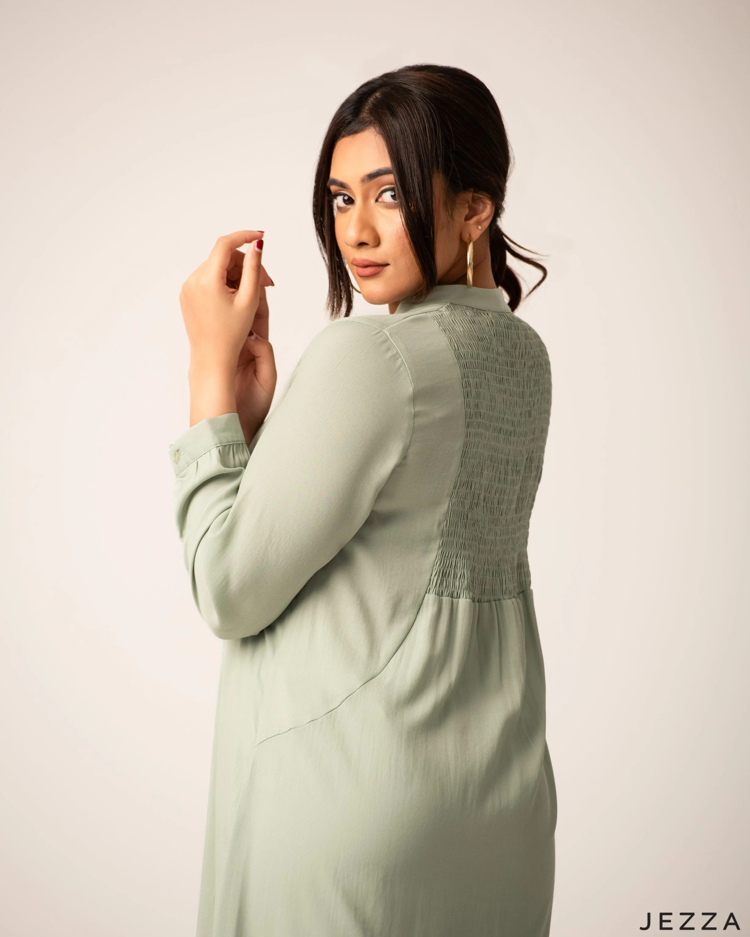 Poly Cotton Top With Back Smocked Panel 60842