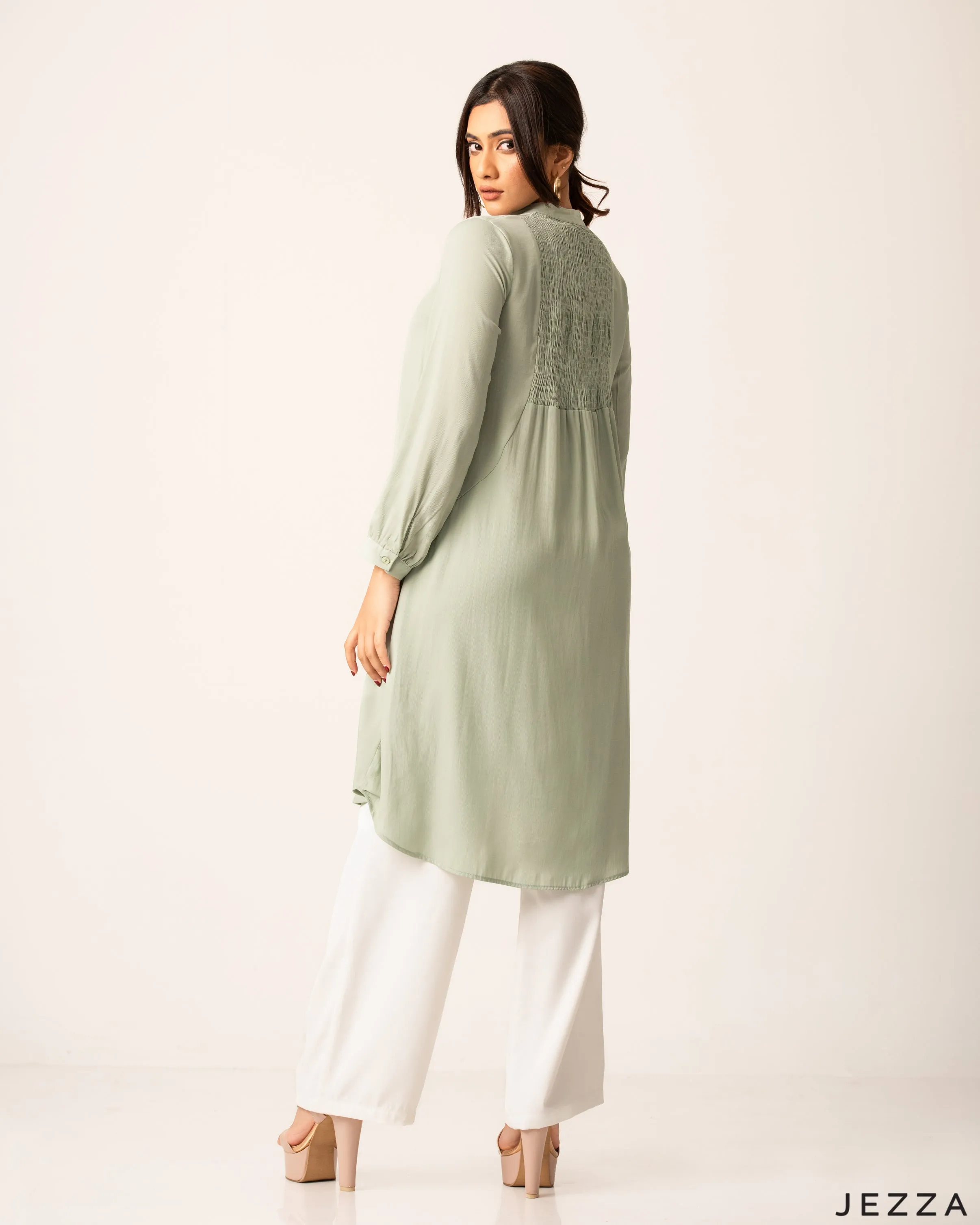 Poly Cotton Top With Back Smocked Panel 60842