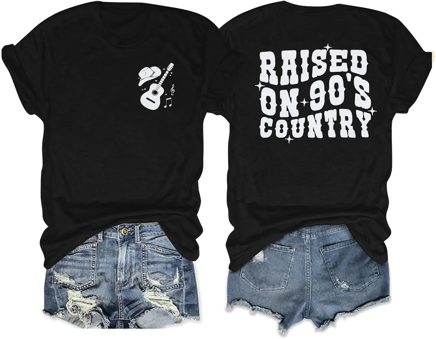 QLIPIN Raised on 90s Country Shirt Womens: Vintage Country Music Shirts Concert Top Casual Short Sleeve Tee Tops