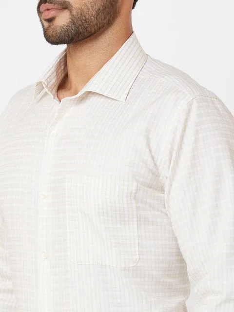 Raymond Men Brown Checks Contemporary Fit Cotton Wrinkle Free Formal Shirt