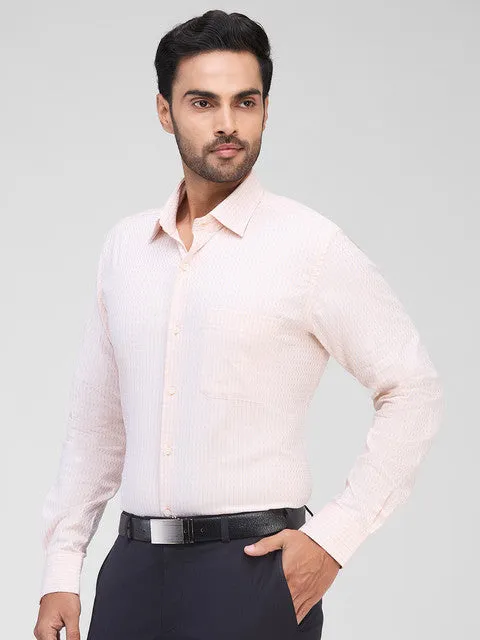Raymond Men Orange Checks Contemporary Fit Cotton Formal Shirts