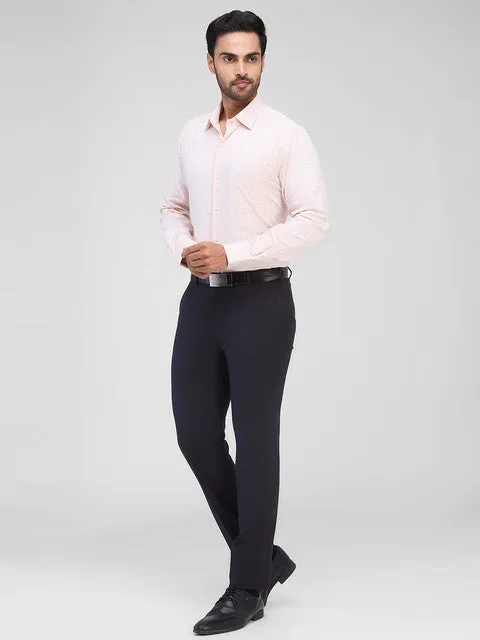 Raymond Men Orange Checks Contemporary Fit Cotton Formal Shirts