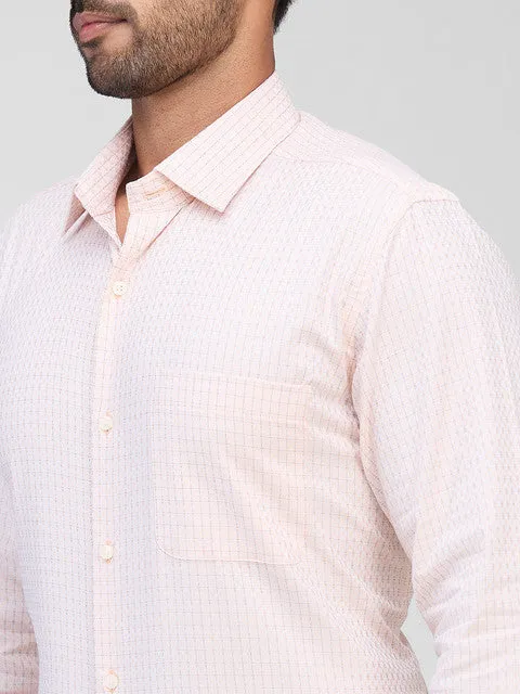 Raymond Men Orange Checks Contemporary Fit Cotton Formal Shirts