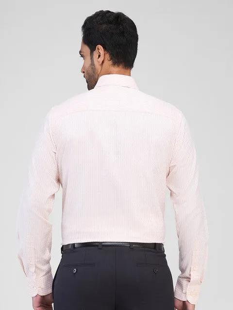 Raymond Men Orange Checks Contemporary Fit Cotton Formal Shirts
