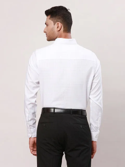 Raymond Men Yellow Checks Contemporary Fit Cotton Formal Shirts