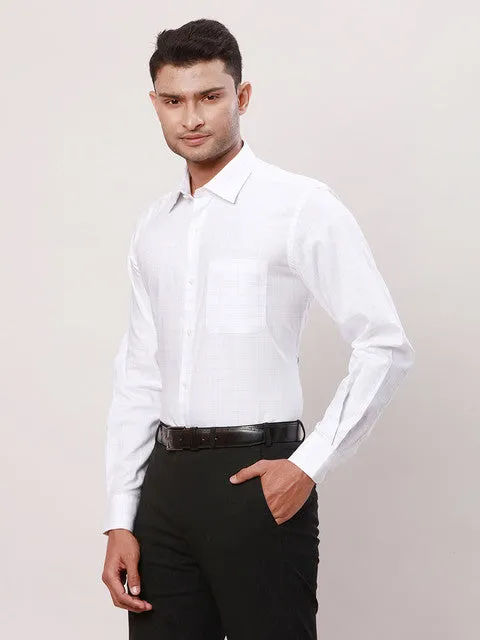 Raymond Men Yellow Checks Contemporary Fit Cotton Formal Shirts