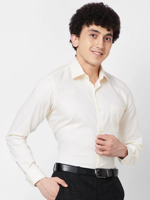 Raymond Men Yellow Solid Contemporary Fit Cotton Formal Shirts