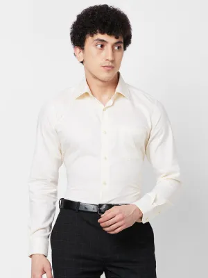 Raymond Men Yellow Solid Contemporary Fit Cotton Formal Shirts