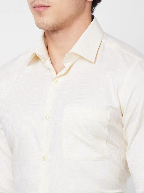Raymond Men Yellow Solid Contemporary Fit Cotton Formal Shirts