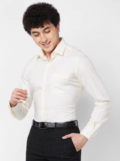 Raymond Men Yellow Solid Contemporary Fit Cotton Formal Shirts
