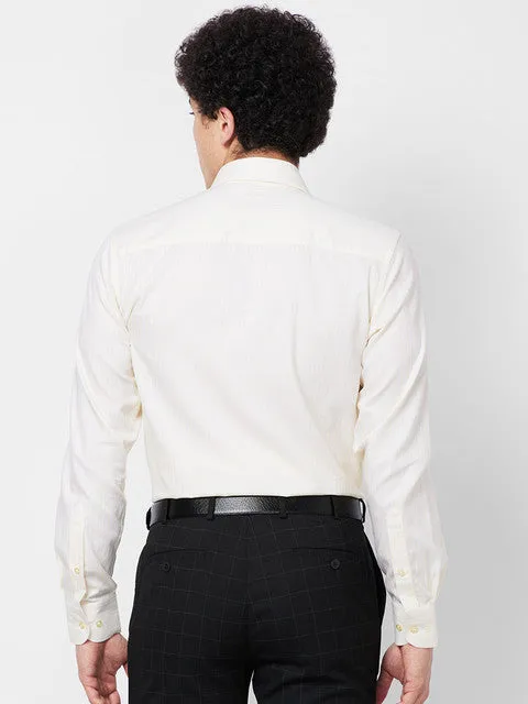 Raymond Men Yellow Solid Contemporary Fit Cotton Formal Shirts