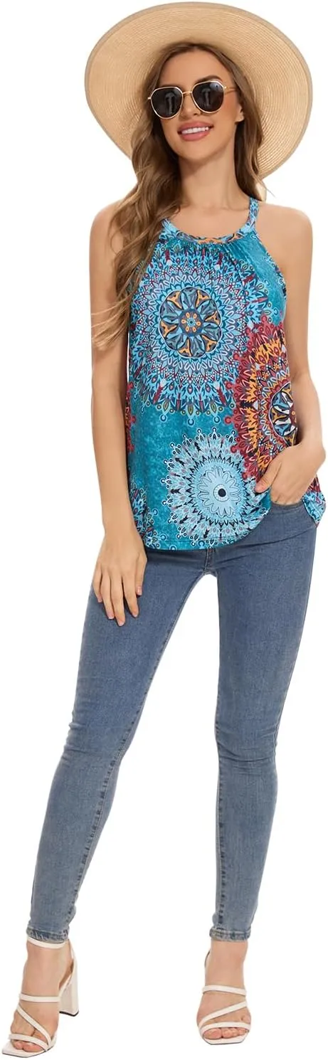 Rosyline Women Camisole with Built in Bra Summer Halter Tank Top Casual Loose Fit Shirts