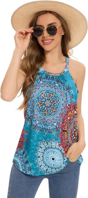 Rosyline Women Camisole with Built in Bra Summer Halter Tank Top Casual Loose Fit Shirts