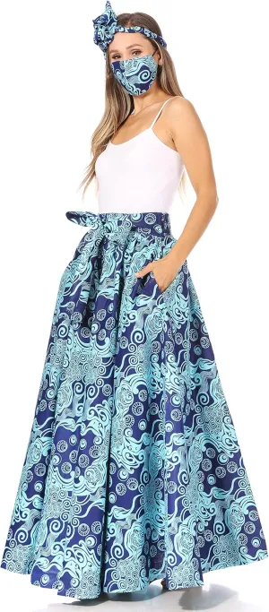 Sakkas Asma Second Convertible Traditional Wax Print Adjustable Strap Maxi Skirt