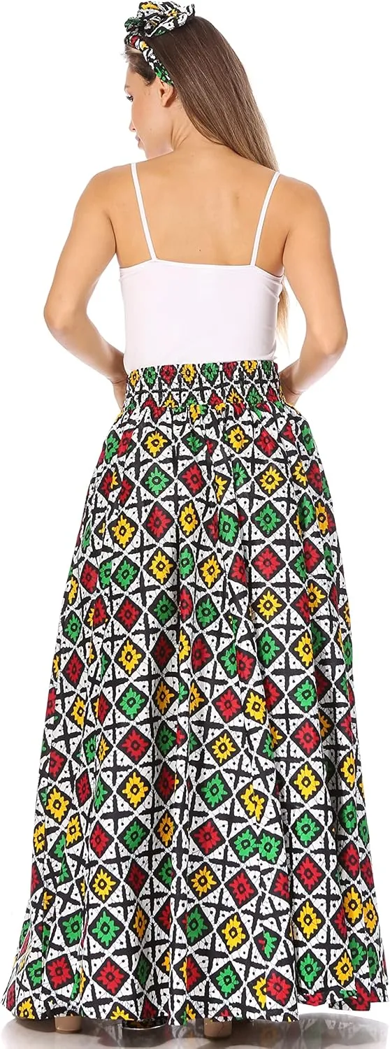 Sakkas Asma Second Convertible Traditional Wax Print Adjustable Strap Maxi Skirt