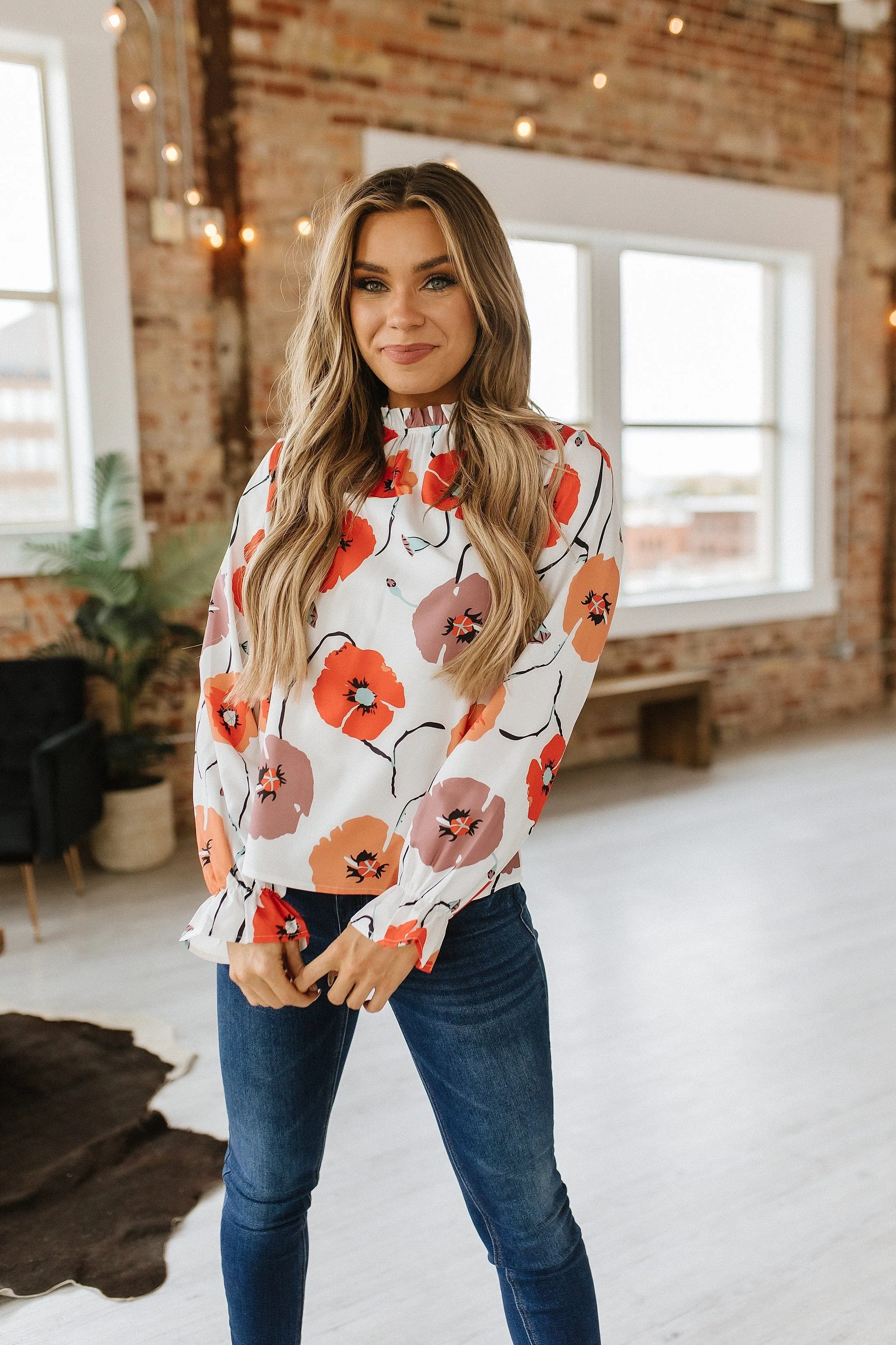 SALE - Preston Frill Neck Blouse | Size 2XL