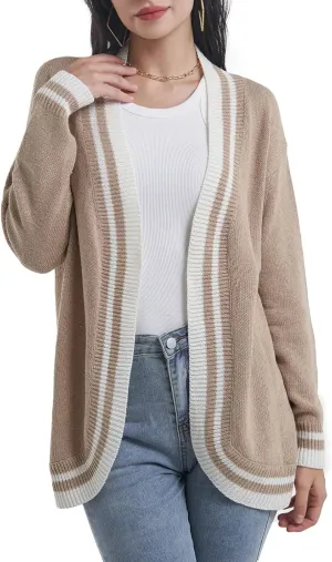 Sanifer Women's Casual Long Sleeve Loose Knit Open Front Sweater Cardigan Coat Outerwear