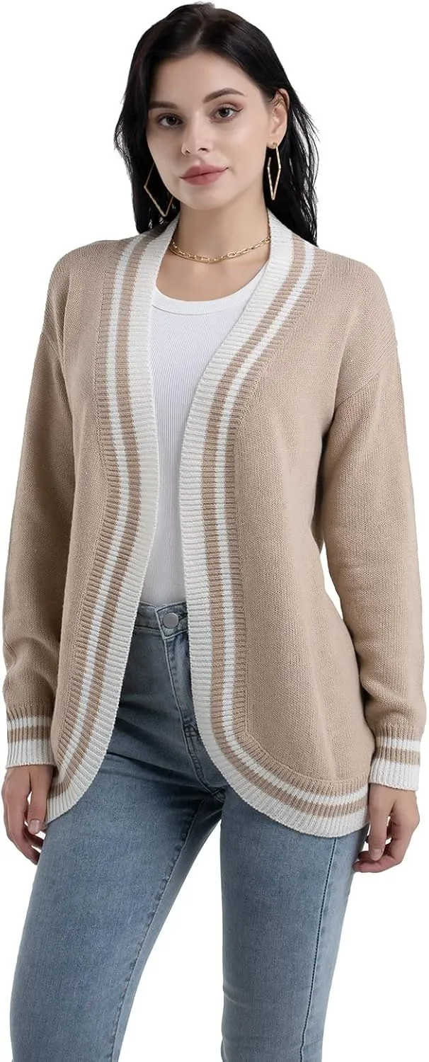 Sanifer Women's Casual Long Sleeve Loose Knit Open Front Sweater Cardigan Coat Outerwear
