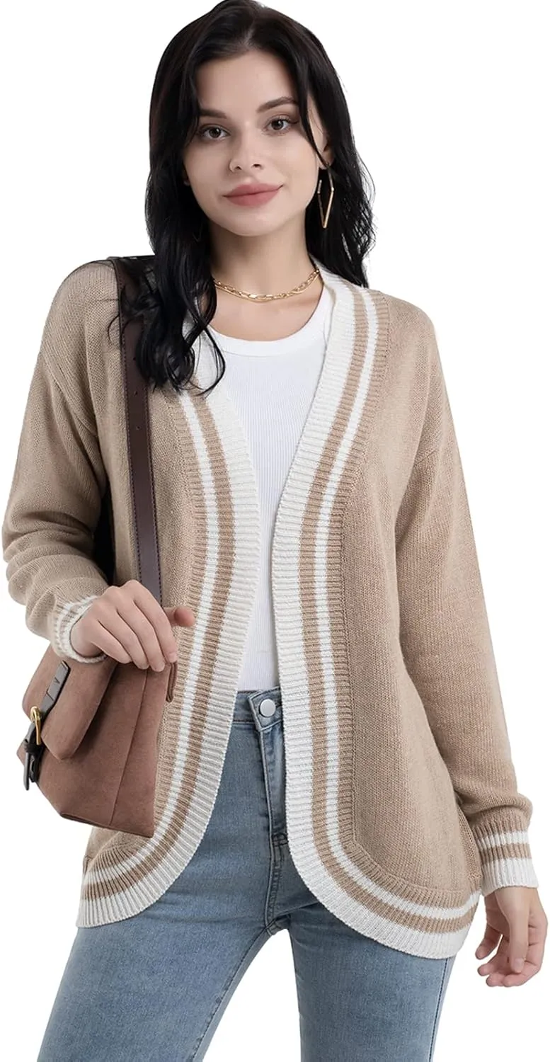 Sanifer Women's Casual Long Sleeve Loose Knit Open Front Sweater Cardigan Coat Outerwear
