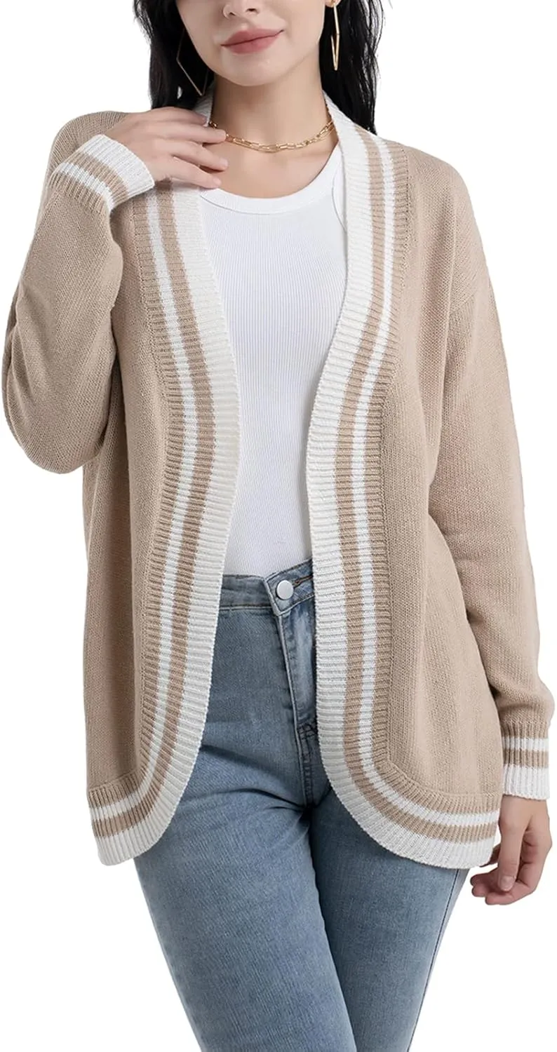 Sanifer Women's Casual Long Sleeve Loose Knit Open Front Sweater Cardigan Coat Outerwear