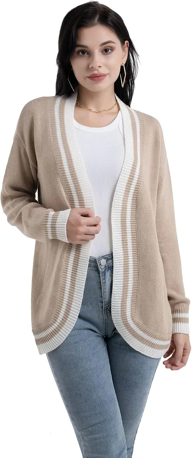 Sanifer Women's Casual Long Sleeve Loose Knit Open Front Sweater Cardigan Coat Outerwear