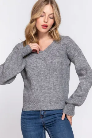 Simple Stylish Long Sleeve Double V-Neck Sweater