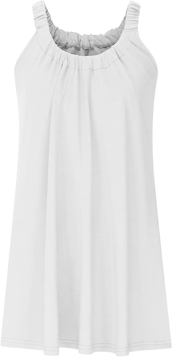 Summer Dresses for Women 2025 Trendy Halter U Neck Sun Dress Casual Loose Fit Beach Cover Up Vacation Mini Dresses