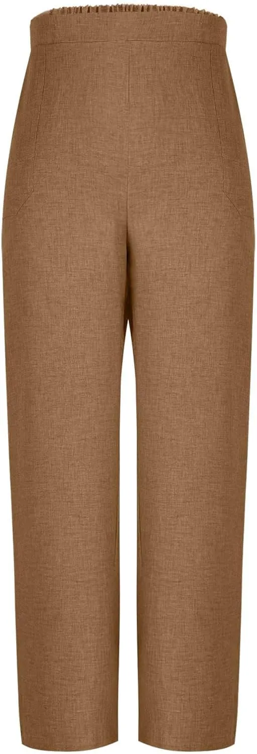 Summer Pants for Women Dressy Linen Pants Women Summer High Waisted Wide Leg Linen Pants Trousers with Pockets