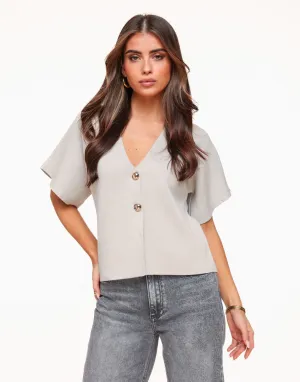 Taupe Gebreide SS - Vest